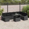 vidaXL Sofa Set mit Kissen mit Speicher 9 pcs Schwarz Poly-Rattan