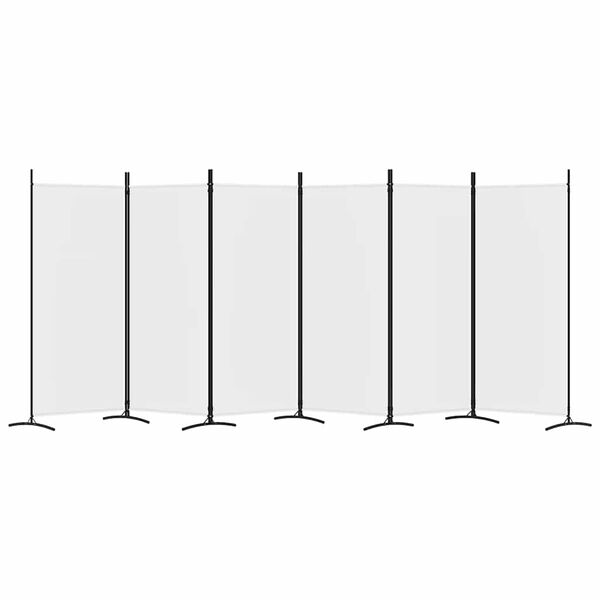 vidaXL 6-tlg. Paravent Wei&szlig; 520x180 cm Stoff