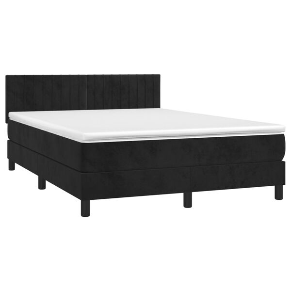 vidaXL Boxspringbett mit Matratze & LED Schwarz 140x200 cm Samt