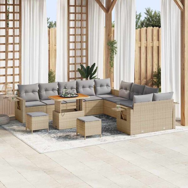 vidaXL Gartensofa-set 13 pcs Beige Poly-Rattan