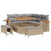 vidaXL Garten-Sofa-Set mit Kissen mit Speicher Beige Poly Rattan