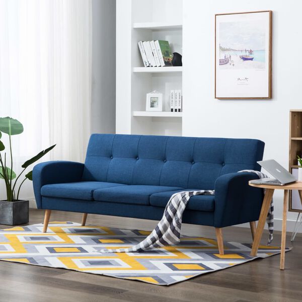vidaXL Sofa 3-Sitzer Stoff Blau