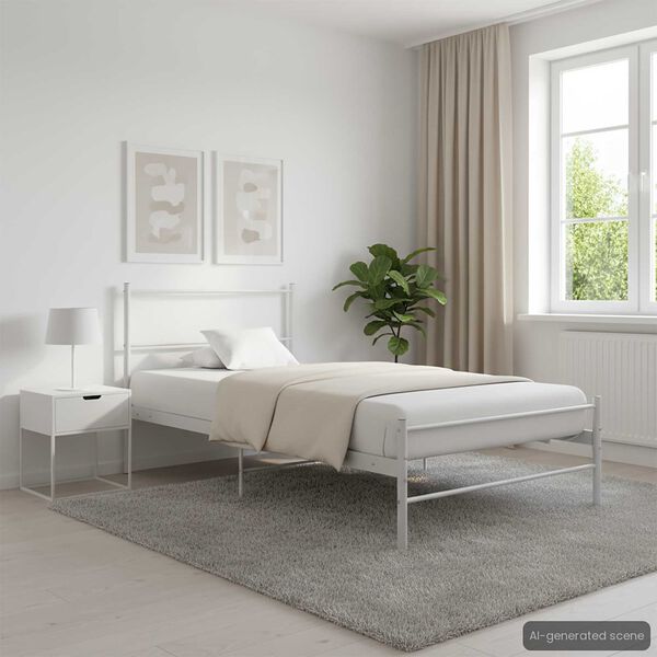 vidaXL Bettgestell Weiß Metall 100 × 200 cm