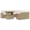 vidaXL 9-tlg. Garten-Sofagarnitur mit Kissen Beige Poly Rattan