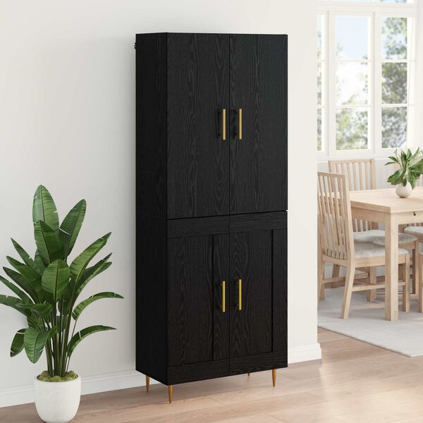 vidaXL Highboard Schwarz Eichen-Optik 69,5 x 34 x 180 cm Holzwerkstoff