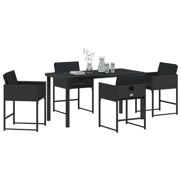 vidaXL Garten Essgruppe 5 pcs Schwarz Poly-Rattan