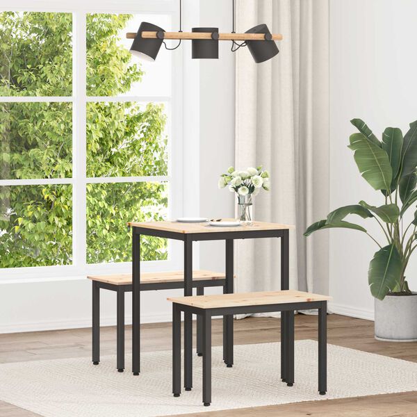 vidaXL Esstisch Natur 70 x 70 x 75 cm Massives Kiefernholz