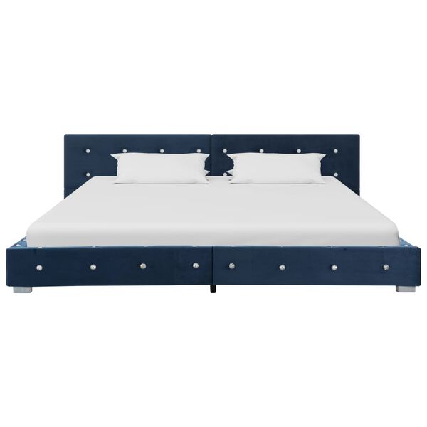 vidaXL Bett mit Memory-Schaum-Matratze Blau Samt 180x200cm