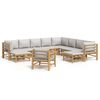 vidaXL 12-tlg. Garten-Lounge-Set mit Hellgrauen Kissen Bambus