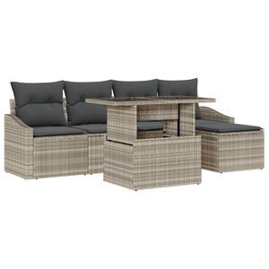 vidaXL Garten-Sofa-Set 6 stk. Hellgrau und Dunkelgrau Poly-Rattan