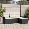 vidaXL Garten-Sofa-Set mit Kissen 4 pcs Schwarz Poly Rattan