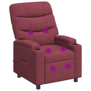 vidaXL Massagesessel mit Liegefunktion Weinrot 75 x 93 x 102 cm Stoff