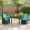 vidaXL Garten Essgruppe 3 pcs Schwarz Poly Rattan
