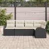 vidaXL Garten-Sofa-Set mit Kissen 5 pcs Schwarz und Weiß Poly Rattan