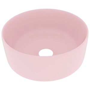 vidaXL Luxuri&ouml;ses Waschbecken Rund Matt Rosa 40x15 cm Keramik
