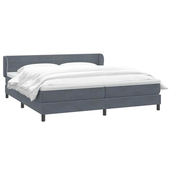 vidaXL Boxspringbett mit Matratzen Dunkelgrau 180x210 cm Samt