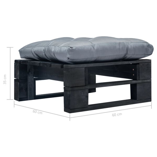 vidaXL Garten-Ottomane Paletten mit Kissen in Grau Holz Schwarz