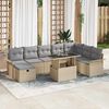 vidaXL Garten-Sofa-Set mit Kissen mit Speicher 9 pcs Beige Poly Rattan