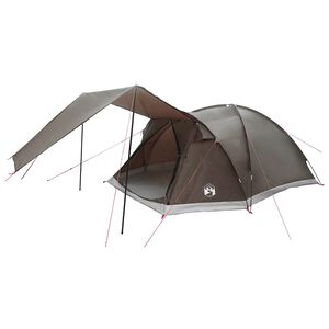vidaXL H&uuml;tten-Zelt mit Dach Braun grau 6-Personen Polyester und Stahl
