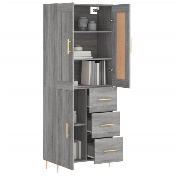 vidaXL Highboard Grau Sonoma 69,5x34x180 cm Holzwerkstoff
