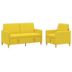 vidaXL Sofa Set mit Stauraum 2 stk. 3-Sitzer Hellgelb Polyester