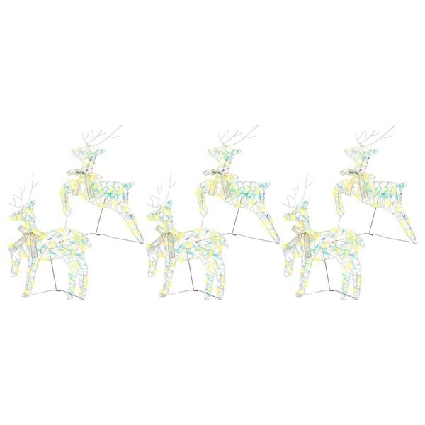 vidaXL LED Rentiere mit 180 LEDs 6 pcs Multicolor PET