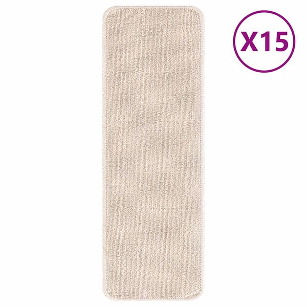 vidaXL Rutschfeste Treppenmatten 15 pcs Creme 60 x 25 cm PP