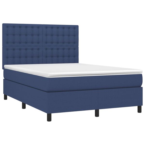 vidaXL Boxspringbett mit Matratze Blau 140x200 cm Stoff