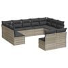 vidaXL 11-tlg. Garten-Sofagarnitur mit Kissen Hellgrau Poly Rattan