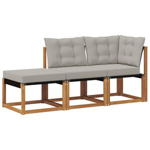 vidaXL Outdoor-Schnittsofa-Einheiten 3 St&uuml;ck Nat&uuml;rlich und Hellgrau