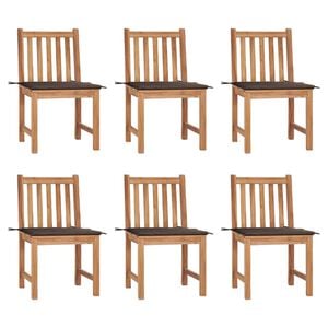 vidaXL Gartenst&uuml;hle 6 Stk. mit Kissen Massivholz Teak
