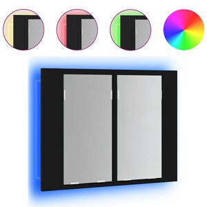 vidaXL LED-Bad-Spiegelschrank Schwarz 60x12x45 cm Acryl