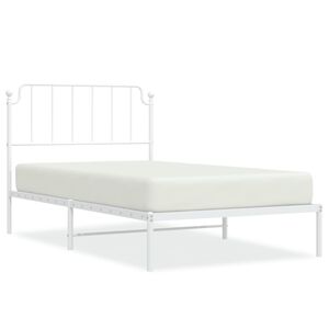 vidaXL Bettgestell mit Kopfteil Metall Wei&szlig; 107x203 cm