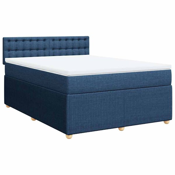 vidaXL Boxspringbett mit Matratze Blau 140x190 cm Stoff
