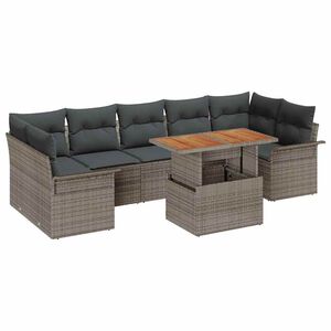 vidaXL Garten-Sofa-Set mit Speicher 8 pcs Grau Poly Rattan