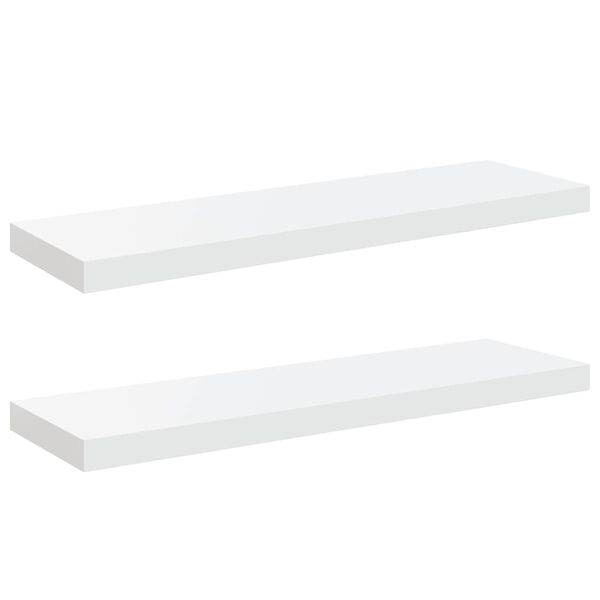 vidaXL Schweberegale 2 Stk. Hochglanz-Wei&szlig; 80x23,5x3,8 cm MDF