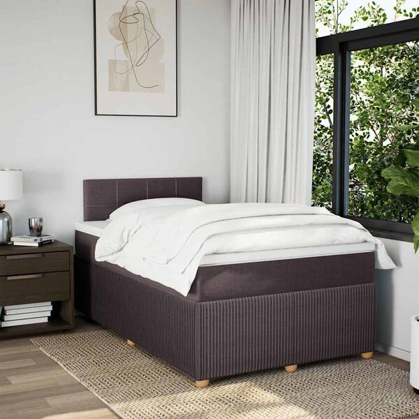 vidaXL Boxspringbett mit Matratze Dunkelbraun 120x190 cm Stoff