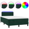 vidaXL Boxspringbett mit Matratze & LED Dunkelgr&uuml;n 120x190 cm Samt