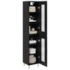 vidaXL Highboard 2 pcs Schwarz Eichen-Optik Glas