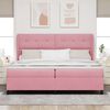vidaXL Boxspringbett mit Matratze Rosa 200 x 200 cm Polyester
