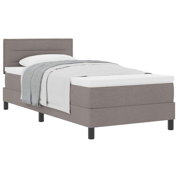 vidaXL Boxspringbett mit Matratze mit Kopfteil Taupe 90 x 200 cm Stoff