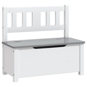 vidaXL Kinderbank mit Stauraum Wei&szlig; und Grau 60x30x55 cm MDF