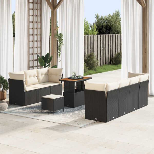 vidaXL Garten-Sofa-Set 10 pcs Schwarz Poly-Rattan