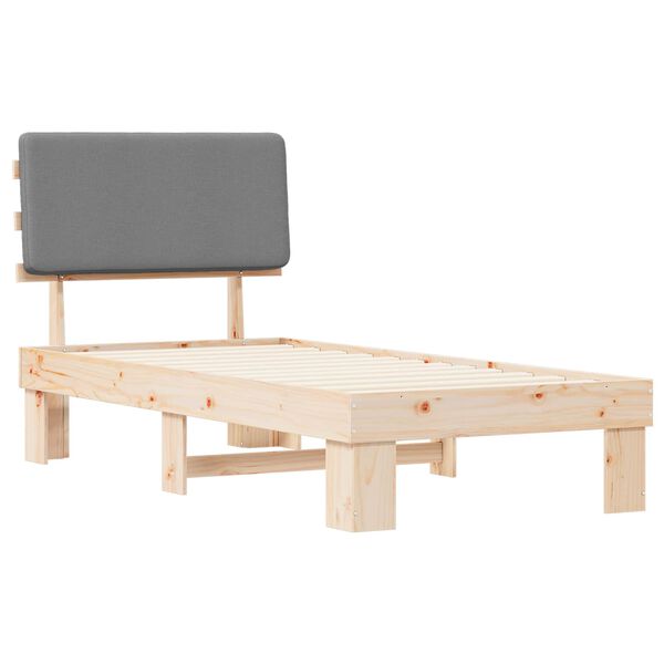 vidaXL Bettgestell mit gepolstertem Kopfteil Hellgrau 90 x 190 cm