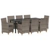 vidaXL Garten Essgruppe 9 pcs Grau Poly-Rattan