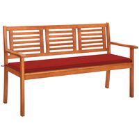 vidaXL 3-Sitzer-Gartenbank mit Auflage 150 cm Massivholz Eukalyptus