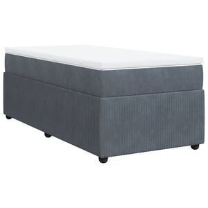 vidaXL Boxspringbett mit Matratze Dunkelgrau 80x200 cm Samt