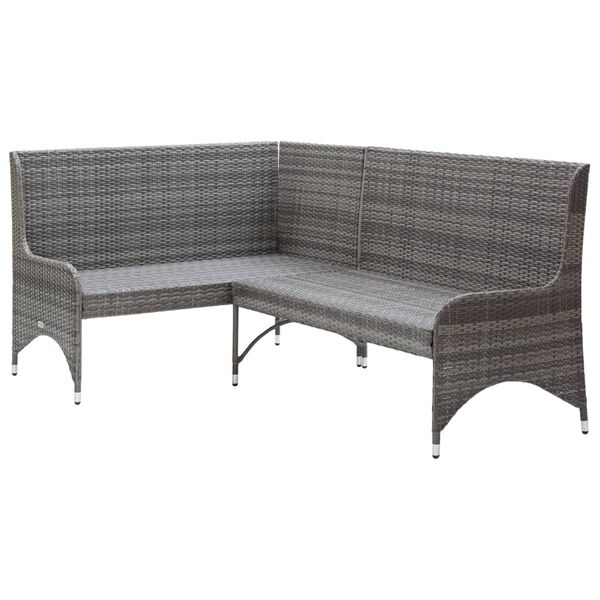vidaXL Garten-Ecksofas 2 Stk. Poly Rattan Grau