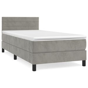 vidaXL Boxspringbett mit Matratze Hellgrau 80x200 cm Samt