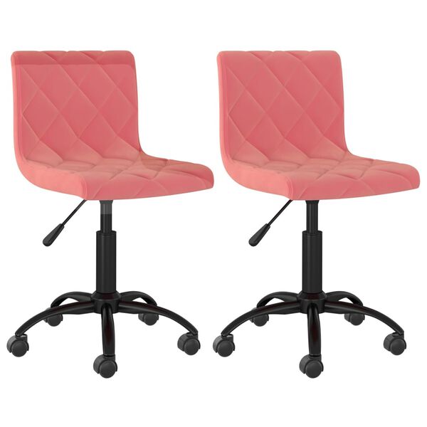 vidaXL Esszimmerst&uuml;hle 2 Stk. Drehbar Rosa Samt